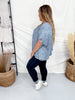 Dolman Sleeve Denim Top With Floral Embroidery - Whiskey Skies - SEW IN LOVE