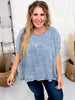 Dolman Sleeve Denim Top With Floral Embroidery - Whiskey Skies - SEW IN LOVE
