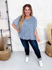Dolman Sleeve Denim Top With Floral Embroidery - Whiskey Skies - SEW IN LOVE