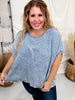 Dolman Sleeve Denim Top With Floral Embroidery - Whiskey Skies - SEW IN LOVE