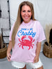 Don't Be Crabby Pink Short Sleeve Graphic Tee - Whiskey Skies - SUGAR STITCH