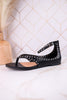 "Don't Be Cringy" Black Studded Ankle Strap Sandals - Whiskey Skies - CORKYS FOOTWEAR
