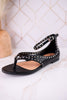 "Don't Be Cringy" Black Studded Ankle Strap Sandals - Whiskey Skies - CORKYS FOOTWEAR