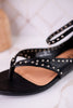 "Don't Be Cringy" Black Studded Ankle Strap Sandals - Whiskey Skies - CORKYS FOOTWEAR
