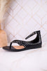 "Don't Be Cringy" Black Studded Ankle Strap Sandals - Whiskey Skies - CORKYS FOOTWEAR