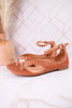 "Don't Be Cringy" Cognac Studded Ankle Strap Sandals - Whiskey Skies - CORKYS FOOTWEAR