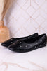 "Don't Be Rude" Black Silver Studded Flats - Whiskey Skies - CORKYS FOOTWEAR