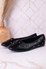 "Don't Be Rude" Black Silver Studded Flats - Whiskey Skies - CORKYS FOOTWEAR