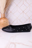 "Don't Be Rude" Black Silver Studded Flats - Whiskey Skies - CORKYS FOOTWEAR