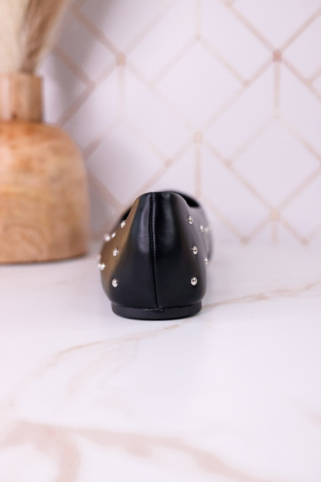 "Don't Be Rude" Black Silver Studded Flats - Whiskey Skies - CORKYS FOOTWEAR