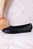 "Don't Be Rude" Black Silver Studded Flats - Whiskey Skies - CORKYS FOOTWEAR