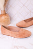 "Don't Be Rude" Camel Faux Suede Flats W/ Rose Gold Studding - Whiskey Skies - CORKYS FOOTWEAR