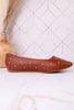 "Don't Be Rude" Cognac Flats W/ Rose Gold Studding - Whiskey Skies - CORKYS FOOTWEAR