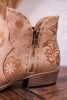 Drift Tan Ankle Booties with Floral Stitching - Whiskey Skies - VERY G