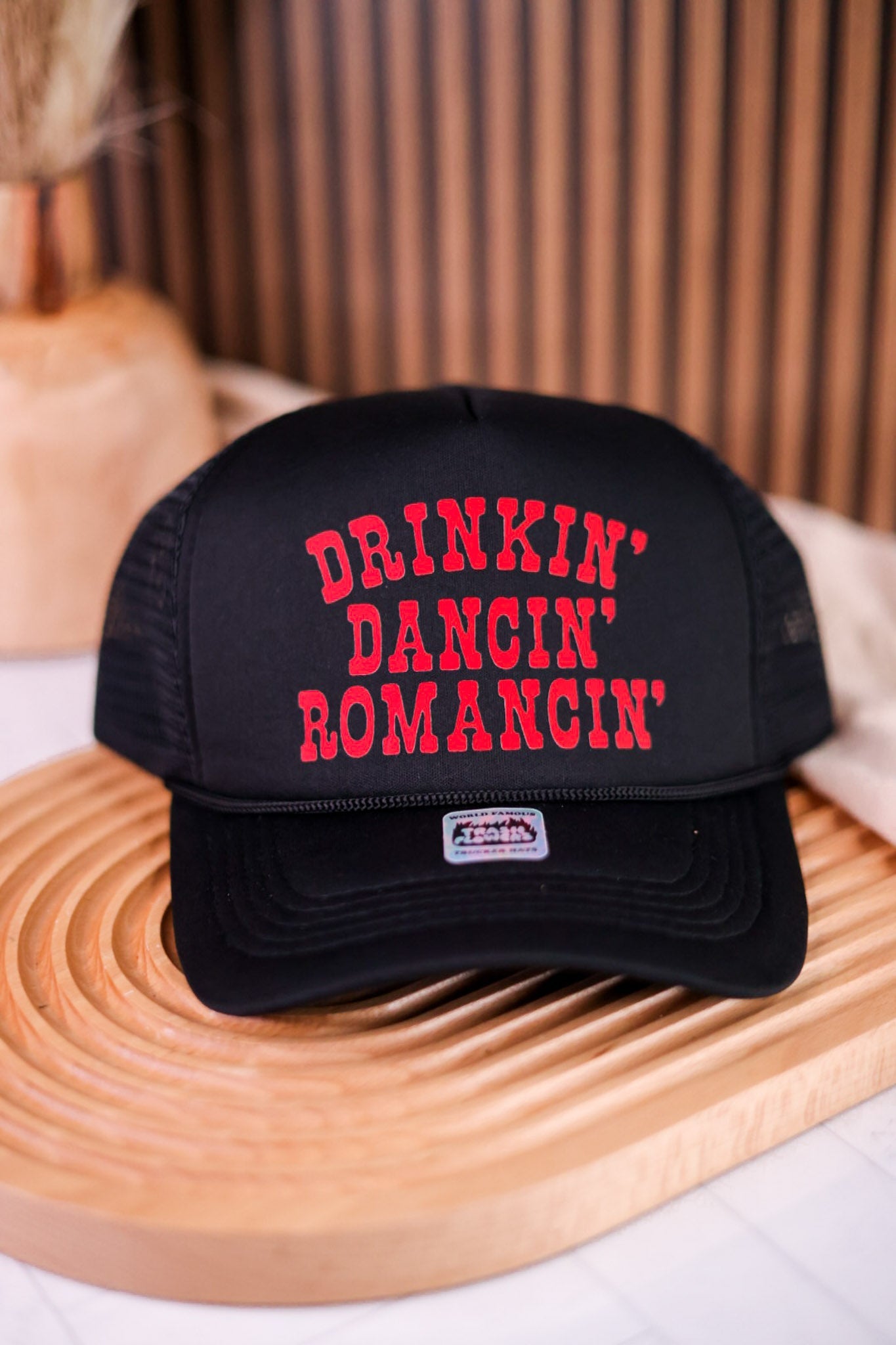 Drinkin' Dancin' Romancin' Foam Front Trucker Hat - Whiskey Skies - TRASH FLOWERS TRUCKER HATS