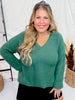 Drop Shoulder Pullover Sweater in Hunter Green - Whiskey Skies - SWEET LOVELY BY JEN