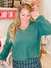 Drop Shoulder Pullover Sweater in Hunter Green - Whiskey Skies - SWEET LOVELY BY JEN