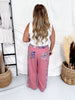 Dusty Rose Waffle Knit Lounge Pants With Floral Appliques - Whiskey Skies - DAVI & DANI