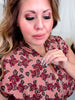 Dusty Rose & Wine Floral Print Zip Front Midi Dress - Whiskey Skies - SHE + SKY