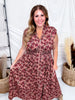 Dusty Rose & Wine Floral Print Zip Front Midi Dress - Whiskey Skies - SHE + SKY