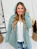 Dusty Teal Long Sleeve Open Front Hooded Cardigan - Whiskey Skies - HEIMISH