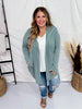 Dusty Teal Long Sleeve Open Front Hooded Cardigan - Whiskey Skies - HEIMISH