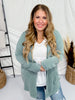 Dusty Teal Long Sleeve Open Front Hooded Cardigan - Whiskey Skies - HEIMISH