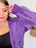 Eggplant Acid Washed French Terry Cardigan - Whiskey Skies - ODDI