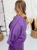 Eggplant Acid Washed French Terry Cardigan - Whiskey Skies - ODDI