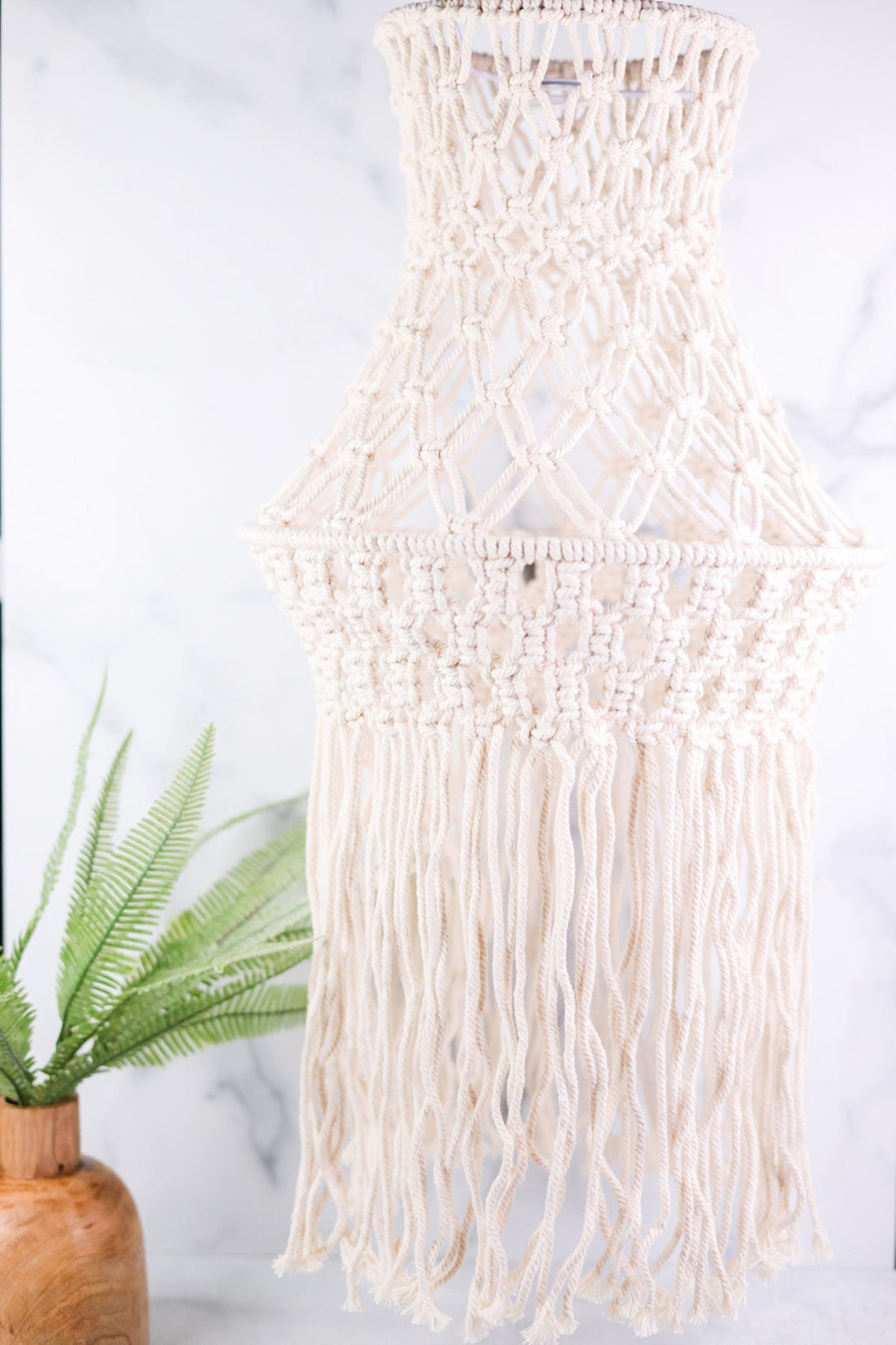Electric Hanging Macrame Lamp - Whiskey Skies - GERSON COMPANIES