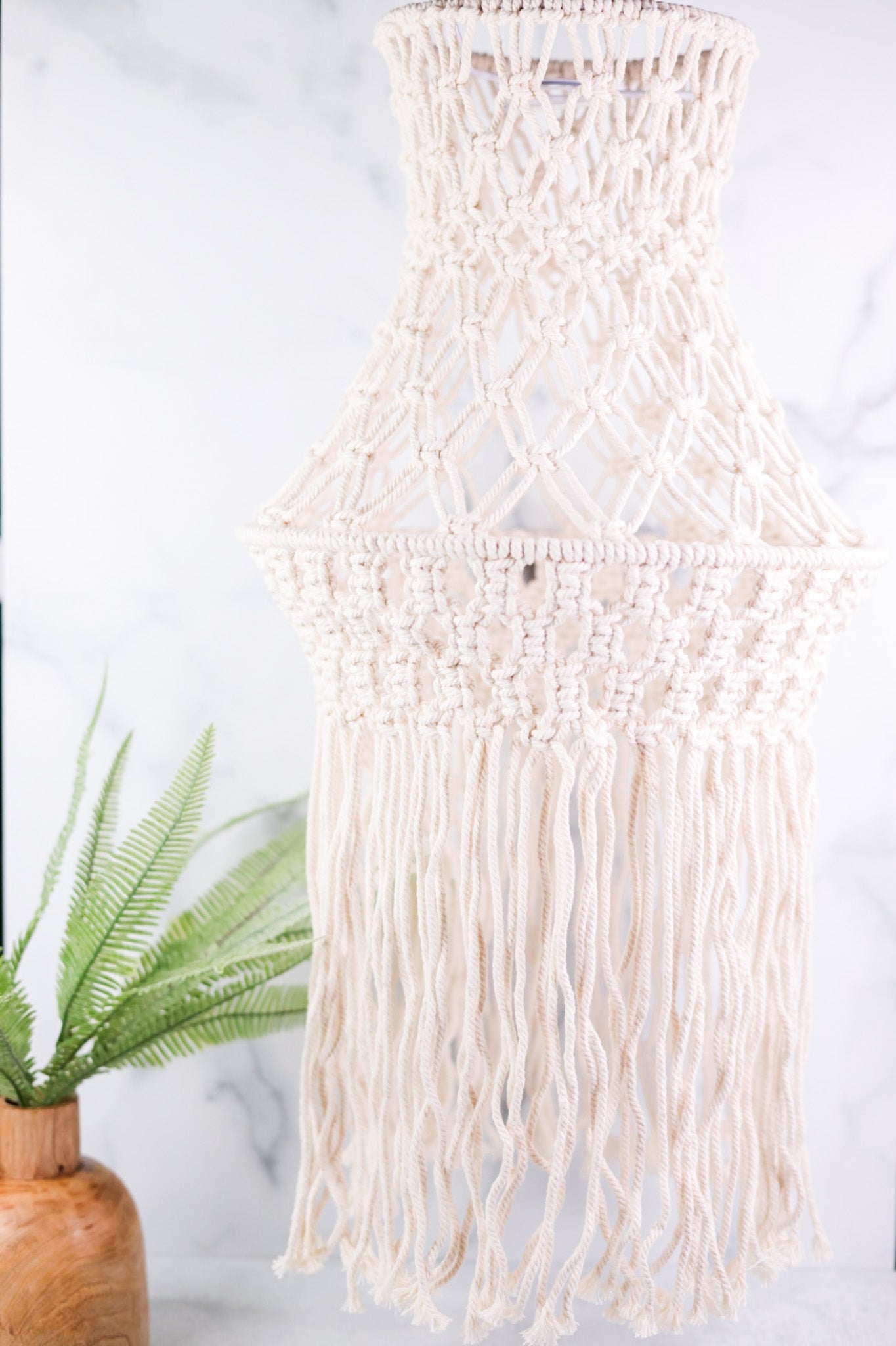 Electric Hanging Macrame Lamp - Whiskey Skies - GERSON COMPANIES