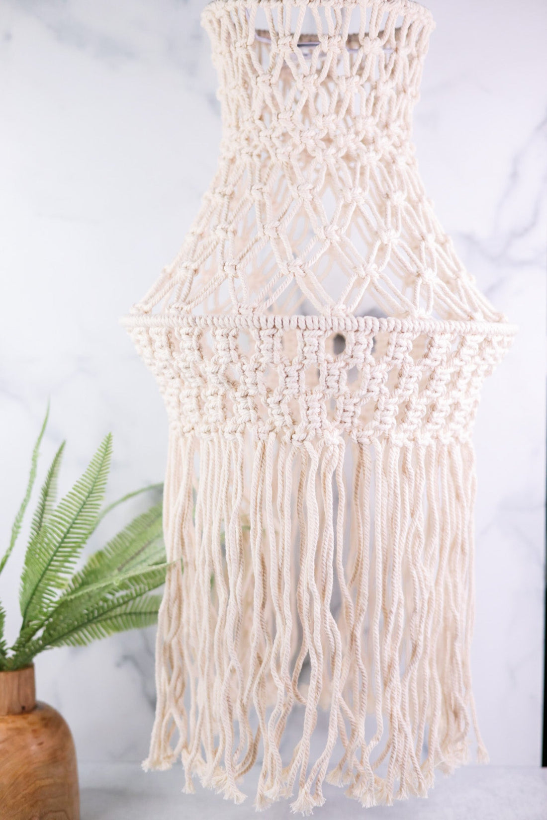 Electric Hanging Macrame Lamp - Whiskey Skies - GERSON COMPANIES