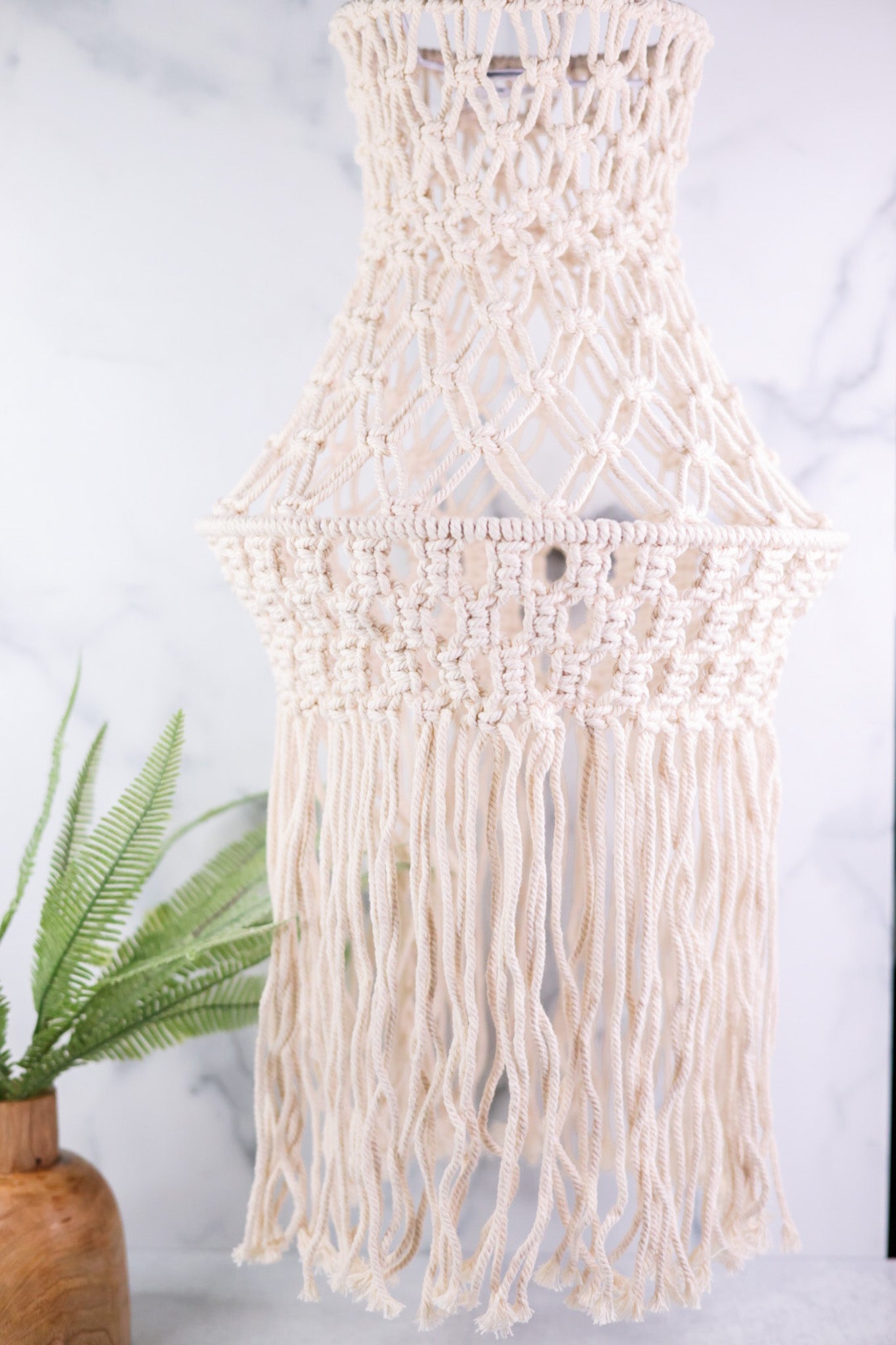 Electric Hanging Macrame Lamp - Whiskey Skies - GERSON COMPANIES