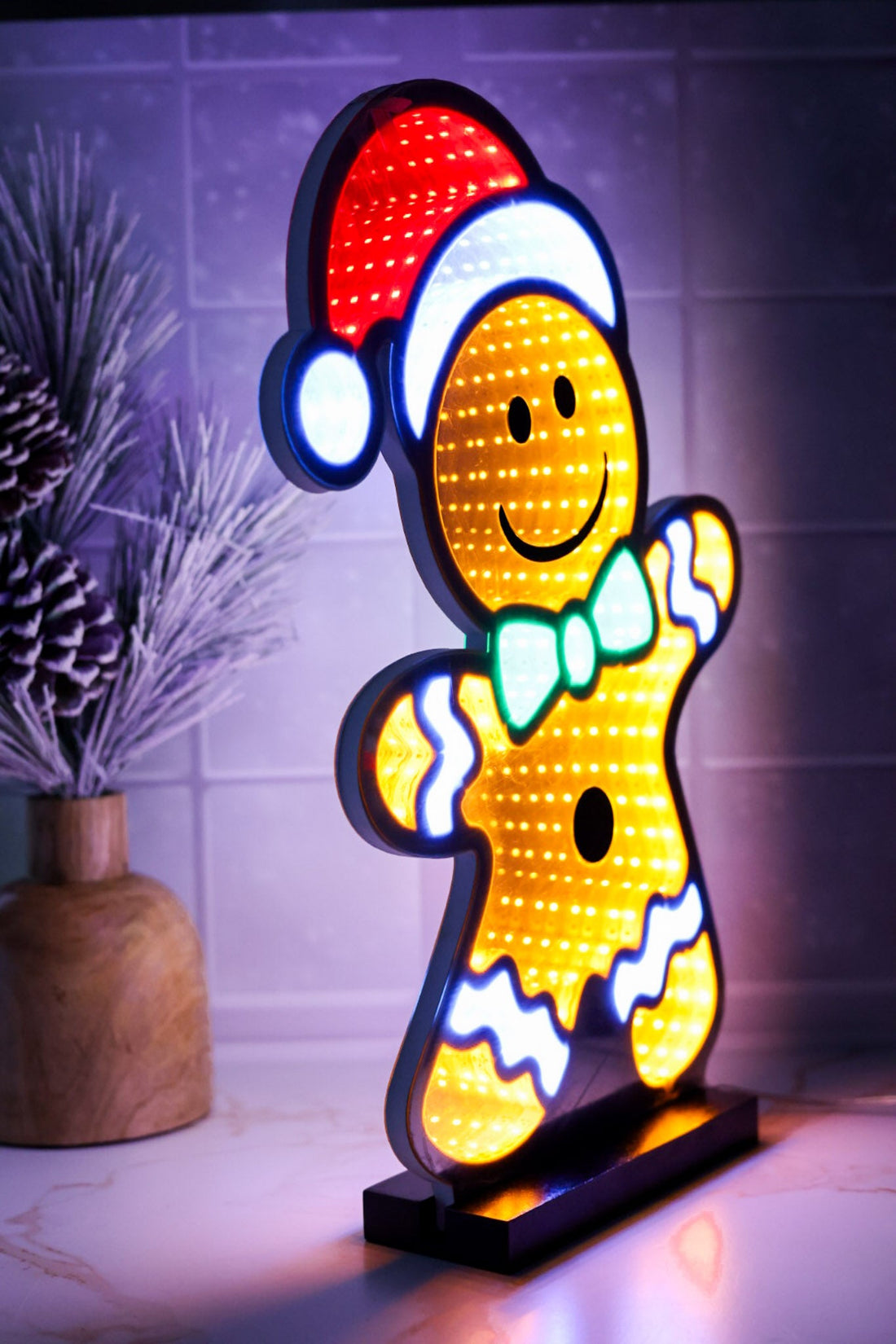 Electric Infinity Lighted Gingerbread Man W/ Stocking Cap - Whiskey Skies - GERSON COMPANIES