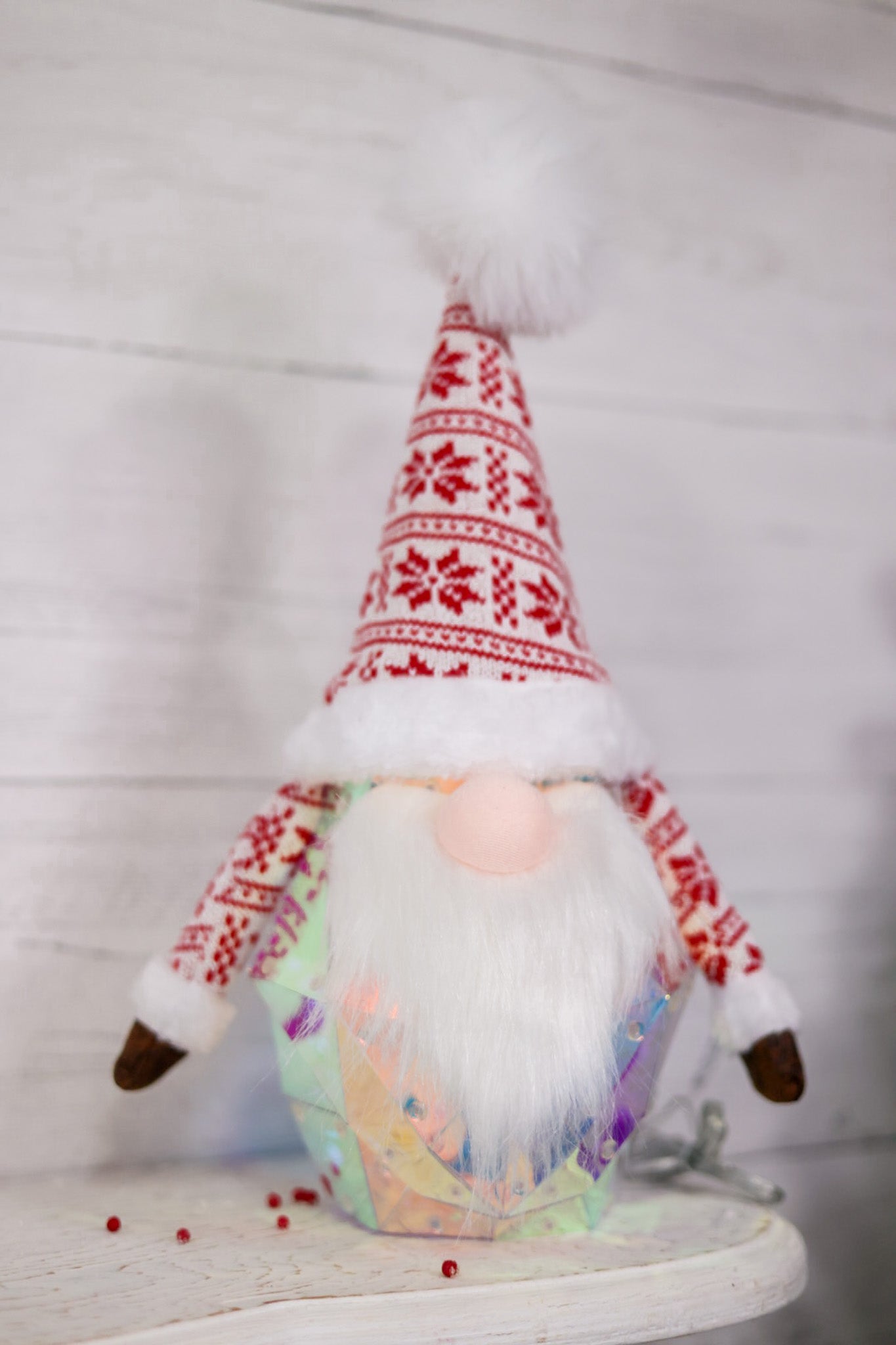 Electric Lighted Holographic Holiday Gnome - Whiskey Skies - GERSON COMPANIES