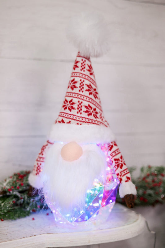 Electric Lighted Holographic Holiday Gnome - Whiskey Skies - GERSON COMPANIES