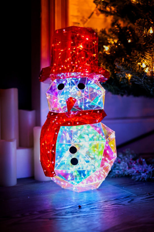 Electric Lighted Holographic Snowman - Whiskey Skies - GERSON COMPANIES