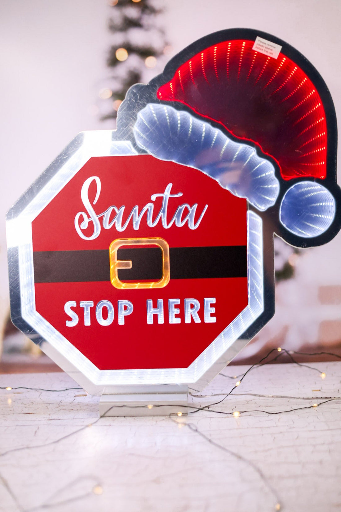 Electric "Santa Stop Here" Infinity Light - Whiskey Skies - GERSON COMPANIES