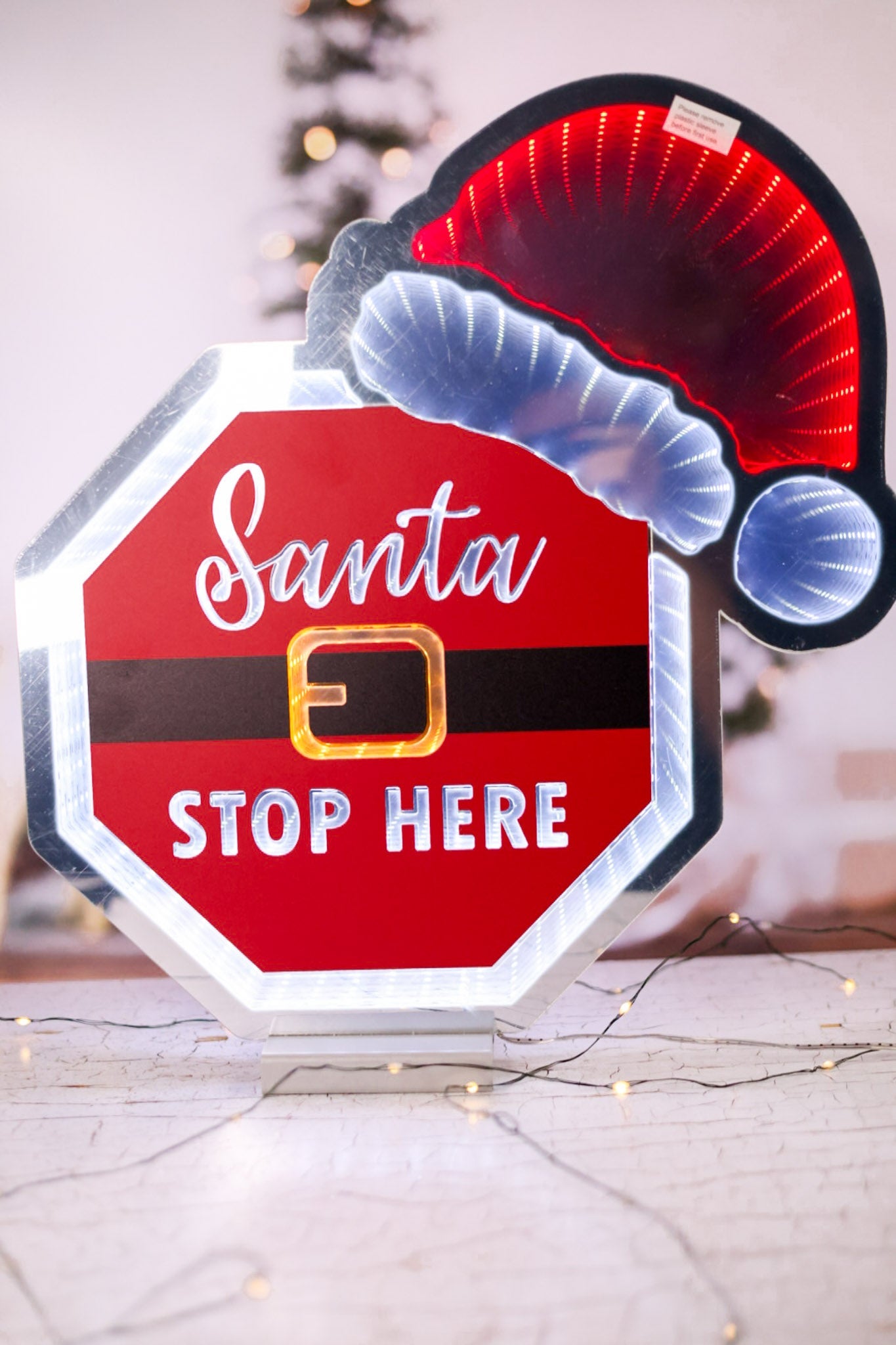 Electric "Santa Stop Here" Infinity Light - Whiskey Skies - GERSON COMPANIES