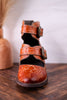 Embossed Leather Ankle Boots With Vintage Buckles - Whiskey Skies - SPRING FOOTWEAR