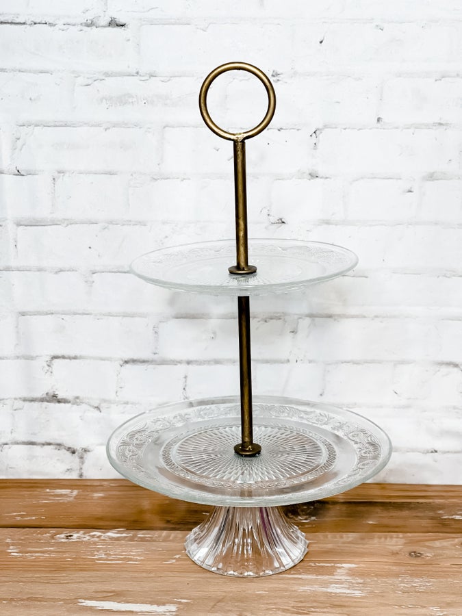 Embossed Two - Tiered Tea Service Stand - Whiskey Skies - PARK HILL