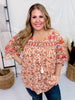 Embroidered Babydoll Top W/ V - Neckline - Whiskey Skies - ANDREE BY UNIT