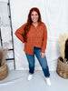Embroidered Botanical Print Button Front Top In Rust - Whiskey Skies - HEIMISH
