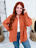 Embroidered Botanical Print Button Front Top In Rust - Whiskey Skies - HEIMISH