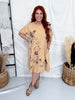Embroidered T-Shirt Dress With Paint Splash Details - Whiskey Skies - BLUEVELVET