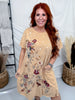 Embroidered T-Shirt Dress With Paint Splash Details - Whiskey Skies - BLUEVELVET