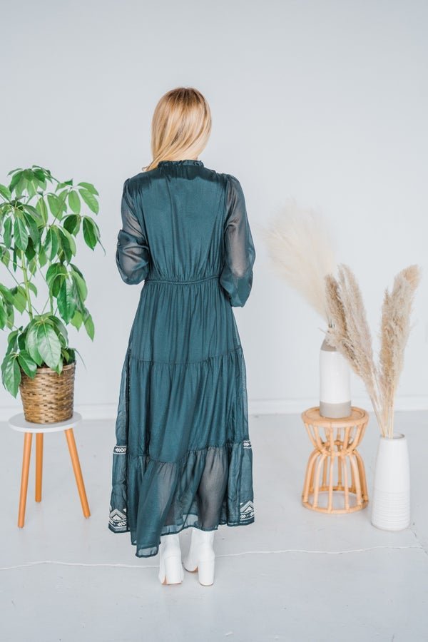 Embroidered Tiered Maxi Dress - Whiskey Skies - ANDREE BY UNIT