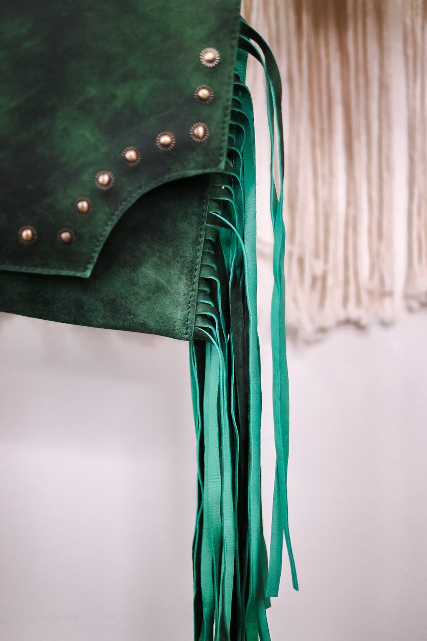 Emerald Green Crossbody Bag with Metal and Stone Accents - Whiskey Skies - AMERICAN DARLING