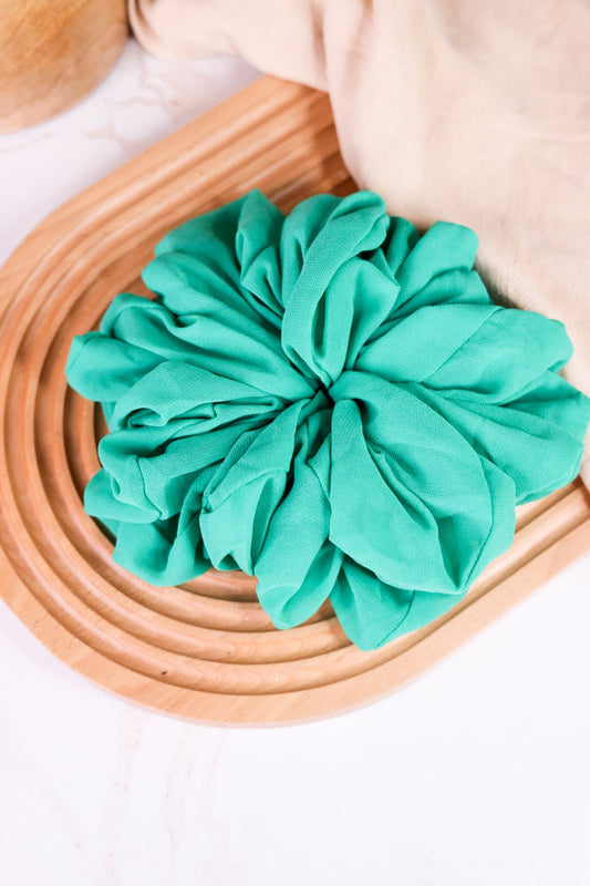 Emerald Green Jumbo Scrunchie - Whiskey Skies - KAXI