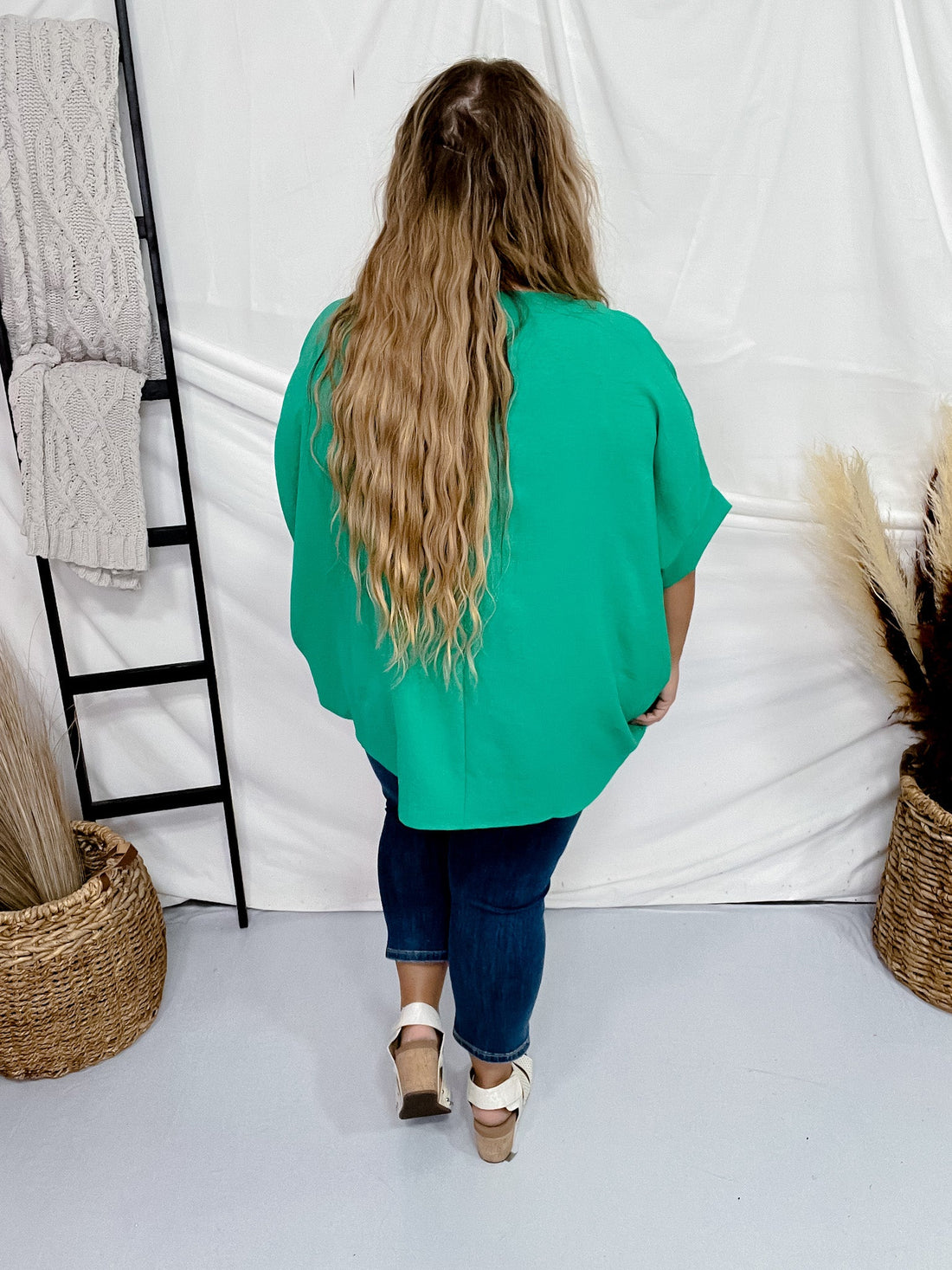 Emerald Poncho Like Dolman Sleeve Top - Whiskey Skies - ANDREE BY UNIT